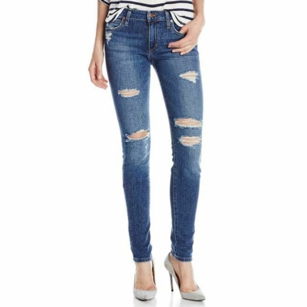 Joe's Jeans Skinny Jeans Icon Seneka Distressed Denim medium wash midrise 25 - Picture 15 of 16